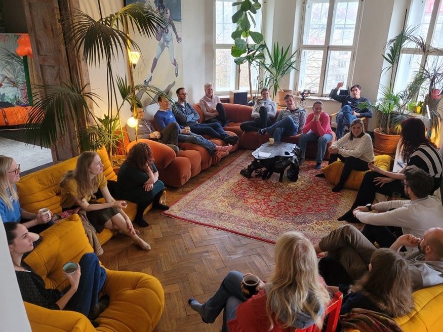 People sitting at Estonian school